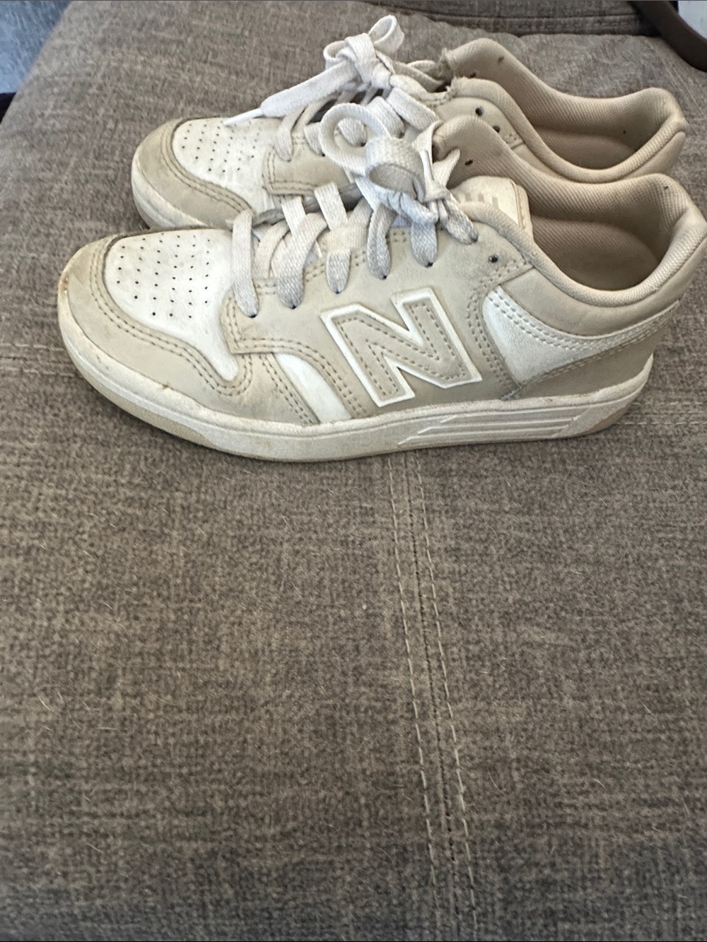 New Balance Kids Cream/White Low-Top Sneakers